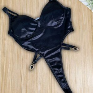 Sexy satin pantyblusa corte alto