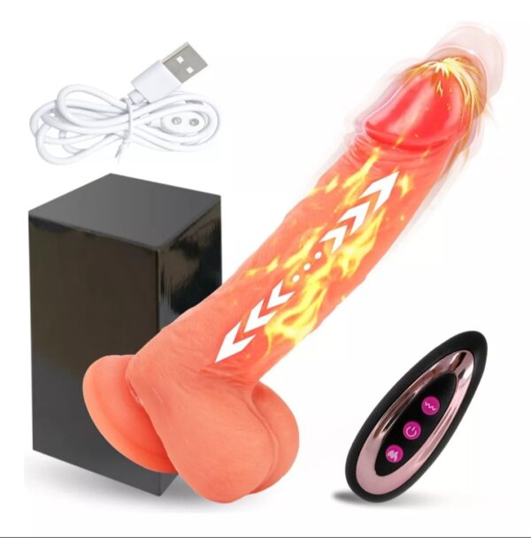 Vibrador realista con control remoto, térmico y telescópico.